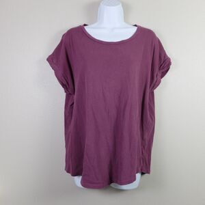 Gap Purple Relaxed Fit Rolled Short Sleeves Tee Shirt Size  Medium